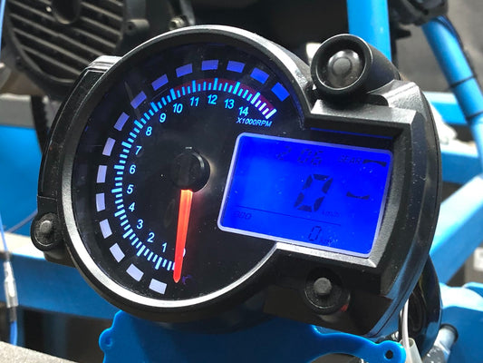 SuperGY6 Dashboard Kit: 14K Tach/Speedometer, 65W USB-C charger, Turn Signals, Brake Light, Horn